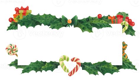 Free Christmas Holly Border With Candy Canes And Ts Watercolor