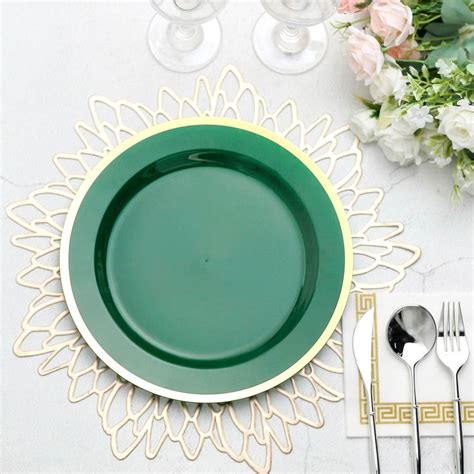 Pack Regal Gold Rim Plastic Dinner Plates Round Hunter