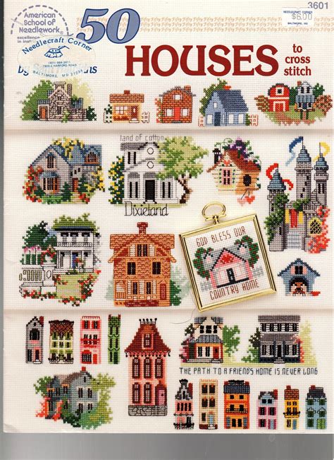 Book Counted Cross Stitch 50 Houses Stitch Instructions Color Etsy