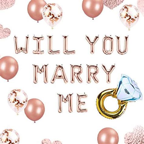 Jevenis Pcs Rose Gold Will You Marry Me Balloons Marry Me Balloons