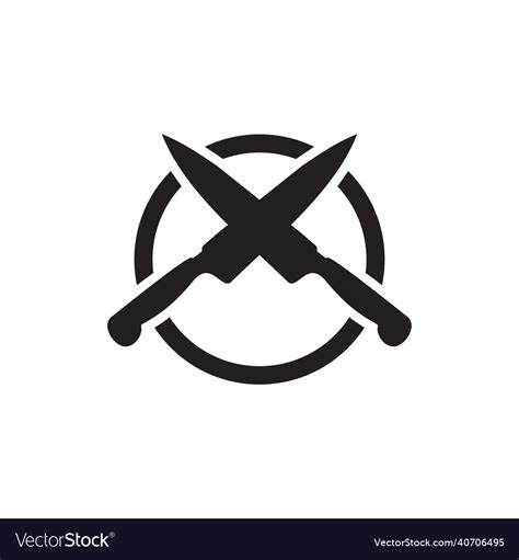 Butcher Classic Emblem With Crossed Knife Logo Vector Image