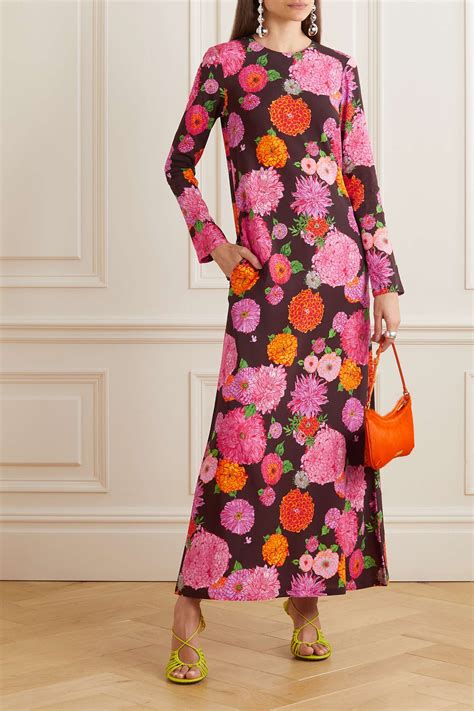 La Doublej Floral Print Stretch Crepe Maxi Dress Net A Porter