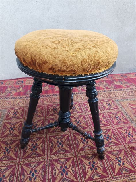 Tabouret De Piano Napol On Iii Classique Naturel Bois Velours