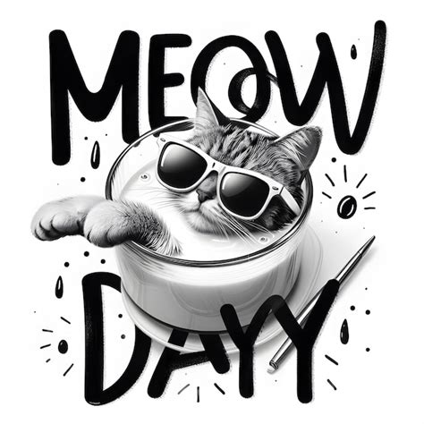 A Poster For Cat Day With Sunglasses And A Meow Day Premium AI