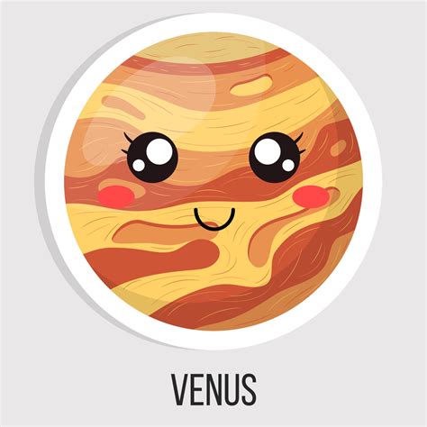 Dibujos Animados Lindo Planeta Venus Aislado Sobre Fondo Blanco