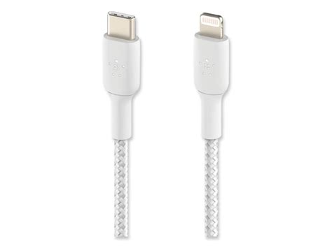 BELKIN CAA004bt1MWH White Braided USB C To Lightning Cable Boost