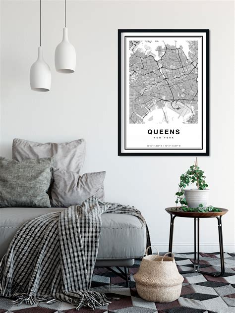 Queens Map Print Map of Queens City Map Queens Print Gift - Etsy