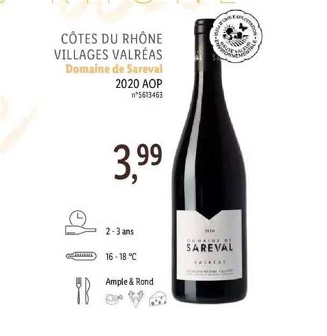 Offre Côtes Du Rhône Villages Valréas Domaine De Sareval 2020 Aop chez Lidl