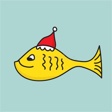 Fish Wearing Santa`s Hat for Christmas and Smiling Vector Illustration, Cute Fish Cartoon Stock ...