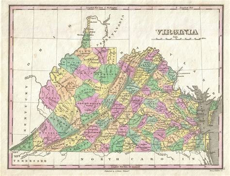 So Many Ancestors Mappy Monday Finley S 1827 Map Of Virginia