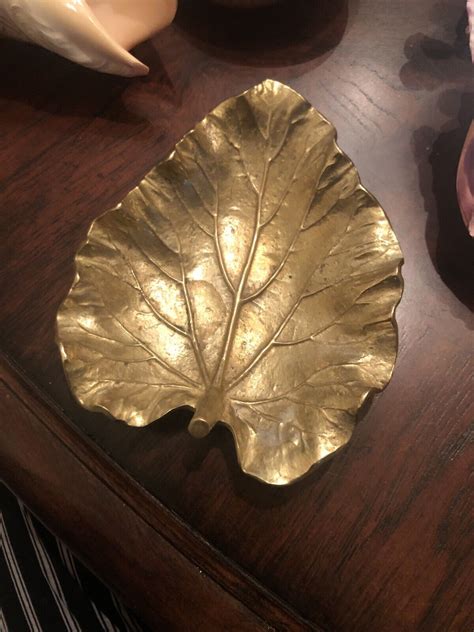 Virginia Metalcrafters Brass Rhubarb Leaf Dish Ebay