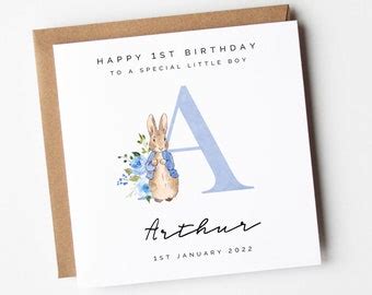 Peter Rabbit First Birthday Card Personalised Peter Rabbit Etsy Uk