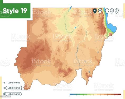 Sudan Mappa Fisica Altamente Dettagliata Mappa Vettoriale Mappa Dem