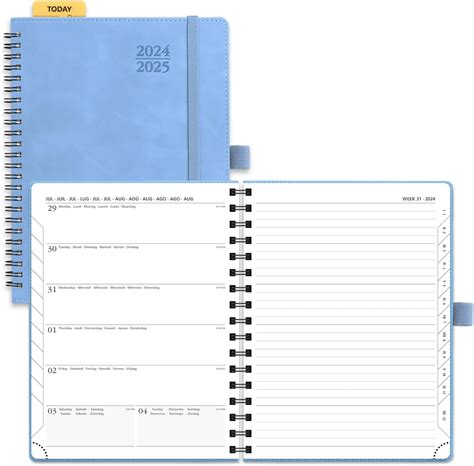 Poprun Academic Diary A Week To View Spiral Bound Pu Leather