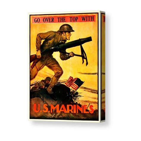 Recruiting Poster Ww1 Marines Over The Top Canvas Print Canvas