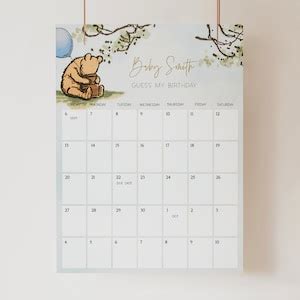 Due Date Calendar Classic Winnie The Pooh Guess Babies Birthday