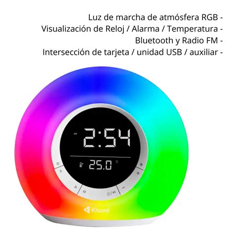 Ripley Parlante Bluetooth Radio Fm Con Luz Rgb Alarma Temperatura Cn