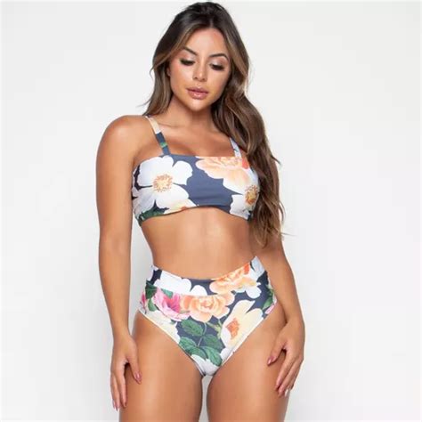 Biquini Top Faixa Hot Pants Cintura Alta Cropped Moda Praia Mercadolivre