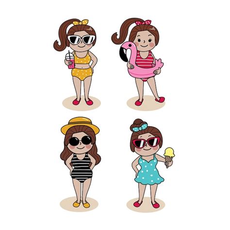 Chica En Bikini Vector Premium
