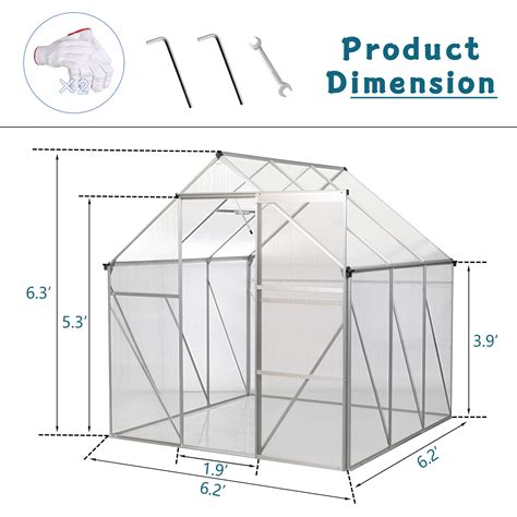 Evedy Greenhouse 6x6 Ft Greenhouses For Outdoors Polycarbonate