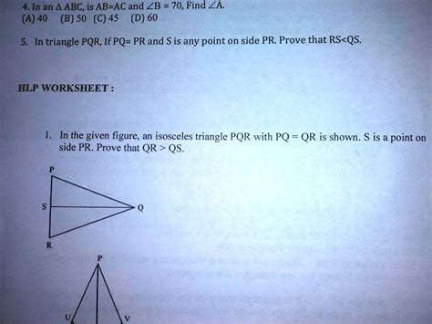 Solved In The Given Figure An Isosceles Triangle Pqr With Pq Qr Is