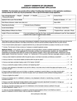 Fillable Online Concealed Handgun Permit Application Colorado Gov Fax