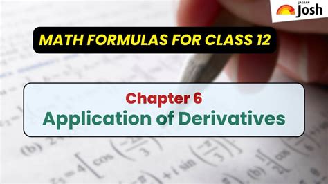 CBSE Class 12 Maths Chapter 6 Application Of Derivatives Formulas List