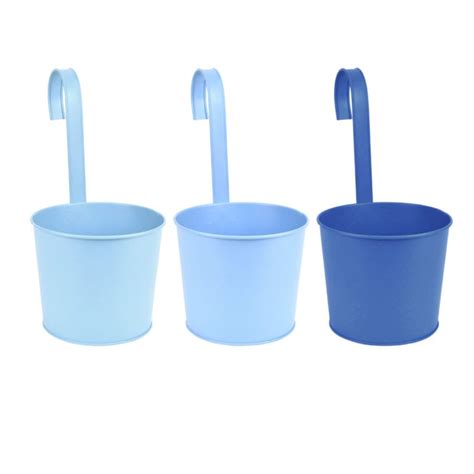 Shades Of Blue Flower Pot W Hook Asst Colors Esschert Design Usa