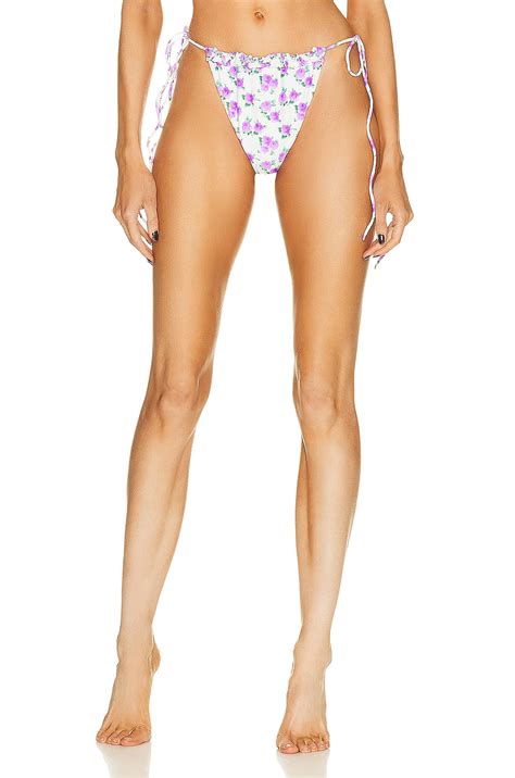 Magda Butrym Tie Side Bikini Bottom In Violet Print Fwrd