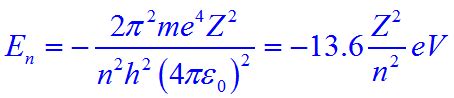 Energy Of Electron Nth Bohr S Orbit Hydrogen Atom Formula