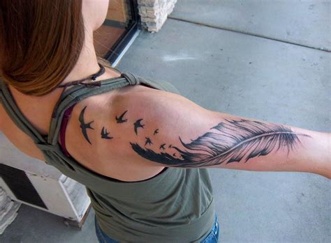 Feather Tattoo On Shoulder