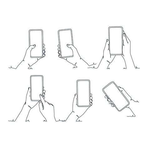 Continuous Line Drawing Of Person Holding Smartphone Hand Holding