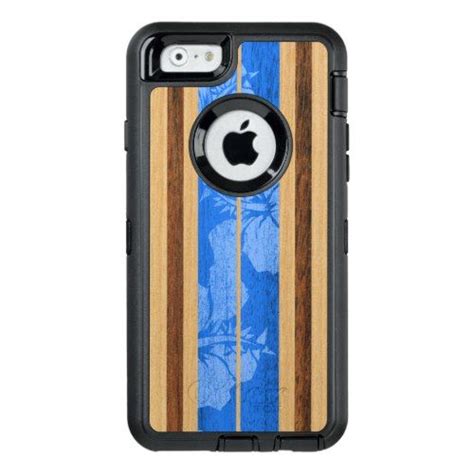 An Iphone Case With Blue And Brown Stripes On The Front Featuring A Wooden Design