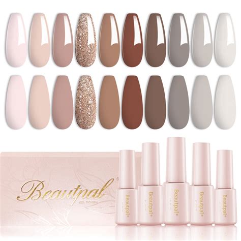 Amazon Larvall Beautpal Nude Grey Gel Nail Polish Set 10PCS All Seasons Skin Tones Gel