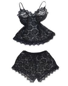 Full Lace Pajama Set Women Black Sexy Lingerie V Neck Cami Shorts Sleepwear Shop Today Get It