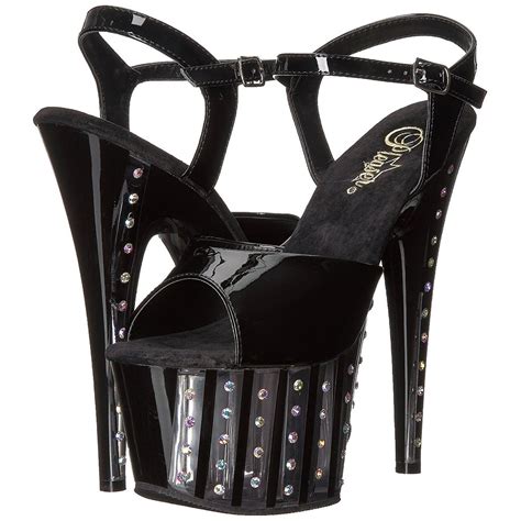 Preto 18 Cm Adore 709vlrs Plataforma Sapatos De Salto Com Strass