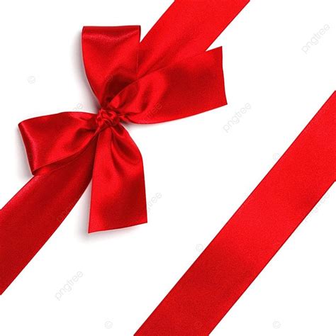 Red Satin Gift Bow Ribbon Isolated On White Background Birthday Frame