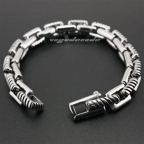 Linsion L Stainless Steel Mens Biker Rocker Punk Bracelet M Free