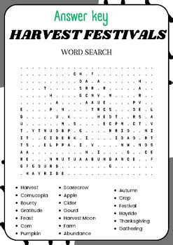 Harvest Festivals Word Search Puzzle Worksheet Activity TPT