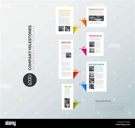 Vertical Vector Infographic Timeline Report Template With Paper Bubbles