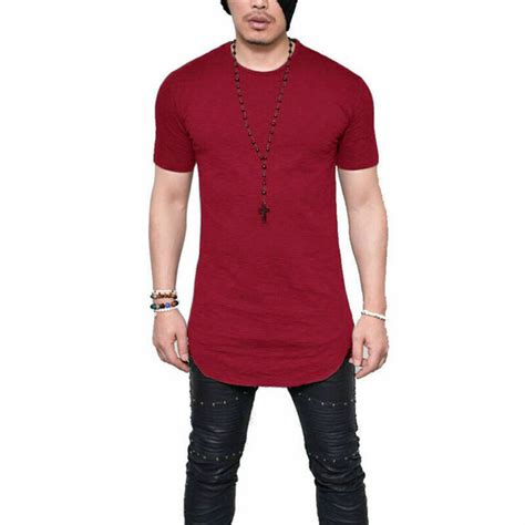 Mens T Shirt Extra Long Tall Urban Body Tee Longline Oversized Plain Top Offer Ebay