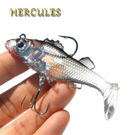 Hercules 1pcs 3d Eyes Lead Fishing Lures T Tail Soft Fishing Lure Lead