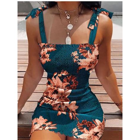 Sexy Vestido De Mulher Boho Verão Moda Casual Bodycon Spaghetti Strap