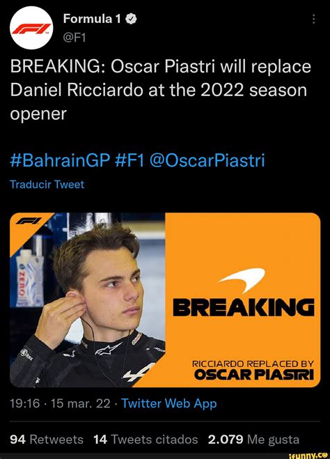 Formula 1 Breaking Oscar Piastri Will Replace Daniel Ricciardo At