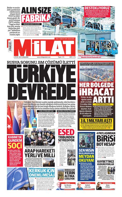 Milat Gazetesi Milat Man Et Oku Haberler Eyl L