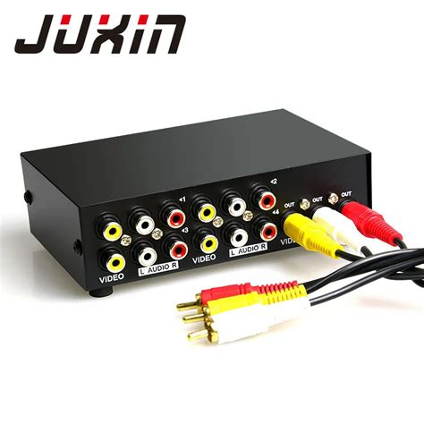 Juxin Av Switch 4 In 1 Out Rca Audio Switcher 4 Ports 3rca Audio Video Converter