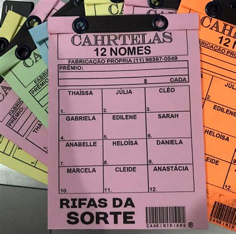 Cartela De Rifa Nomes Pacote Unidades Elo