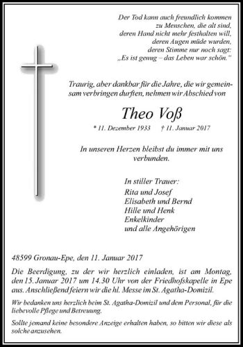 Traueranzeigen Von Theo Vo Trauer Ms