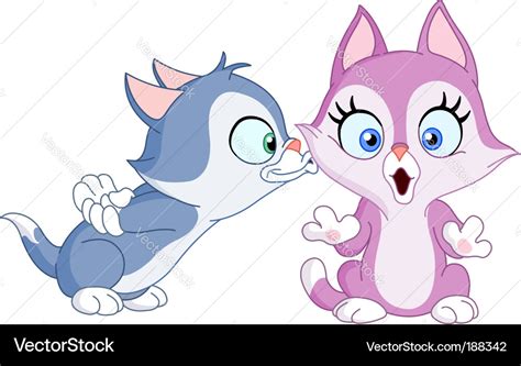 Kitten Kiss Royalty Free Vector Image Vectorstock