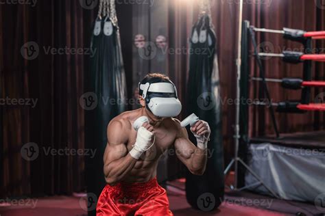 Professional Boxer Wear Virtual Reality Headsets To Engage In Immersive Boxing Workouts